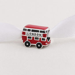 London Bus Bead Fits Pandora Charm Bracelet, Red British Travel Souvenir United Kingdom Jewelry