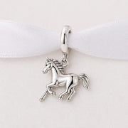 Horse Bead Fits Pandora Charm Bracelet, Silver Stallion Dangle, Equestrian Animal Jewelry, Pony Gift