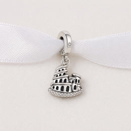 Colosseum Bead Fits Pandora Charm Bracelet, Silver Rome Italy Travel Jewelry, Wanderlust Vacation Gift