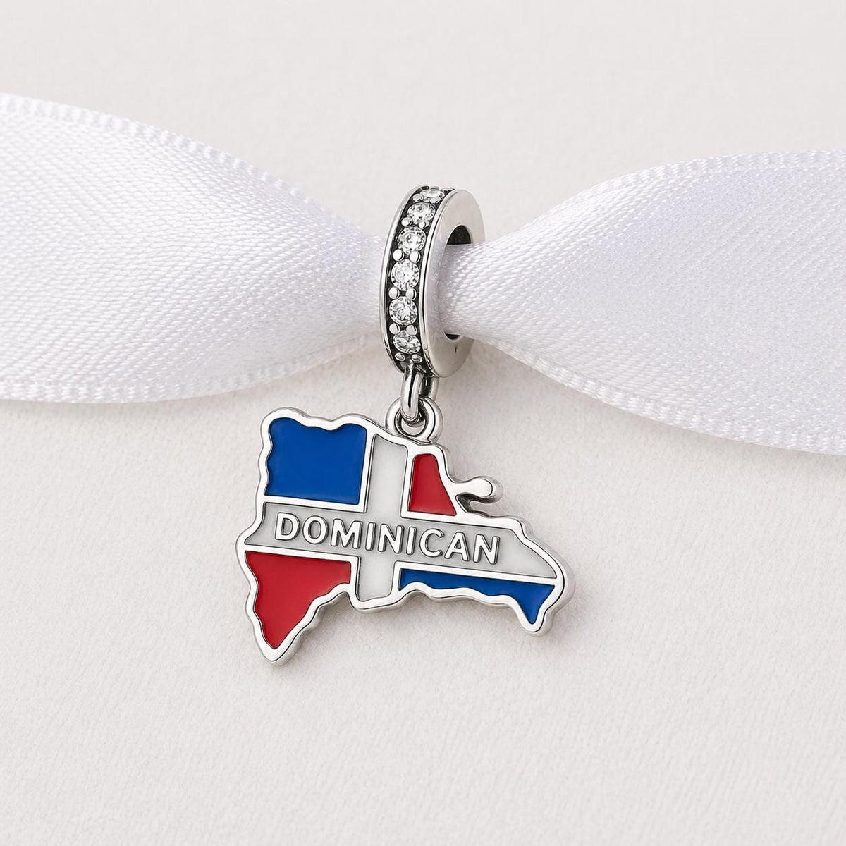 Dominican Republic sterling silver charm alternate view
