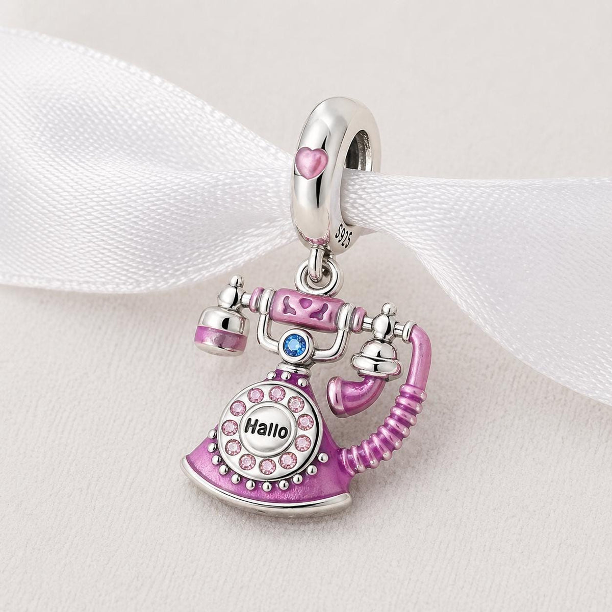 Vintage Telephone sterling silver charm alternate view