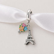 France Bead Fits Pandora Charm Bracelet, Eiffel Tower, Paris Travel Jewelry, Romantic Anniversary Gift