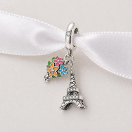 France Bead Fits Pandora Charm Bracelet, Eiffel Tower, Paris Travel Jewelry, Romantic Anniversary Gift