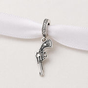 Revolver Pistol Bead Fits Pandora Charm Bracelet, Silver Cowboy Gun Western Dangle Jewelry Gift