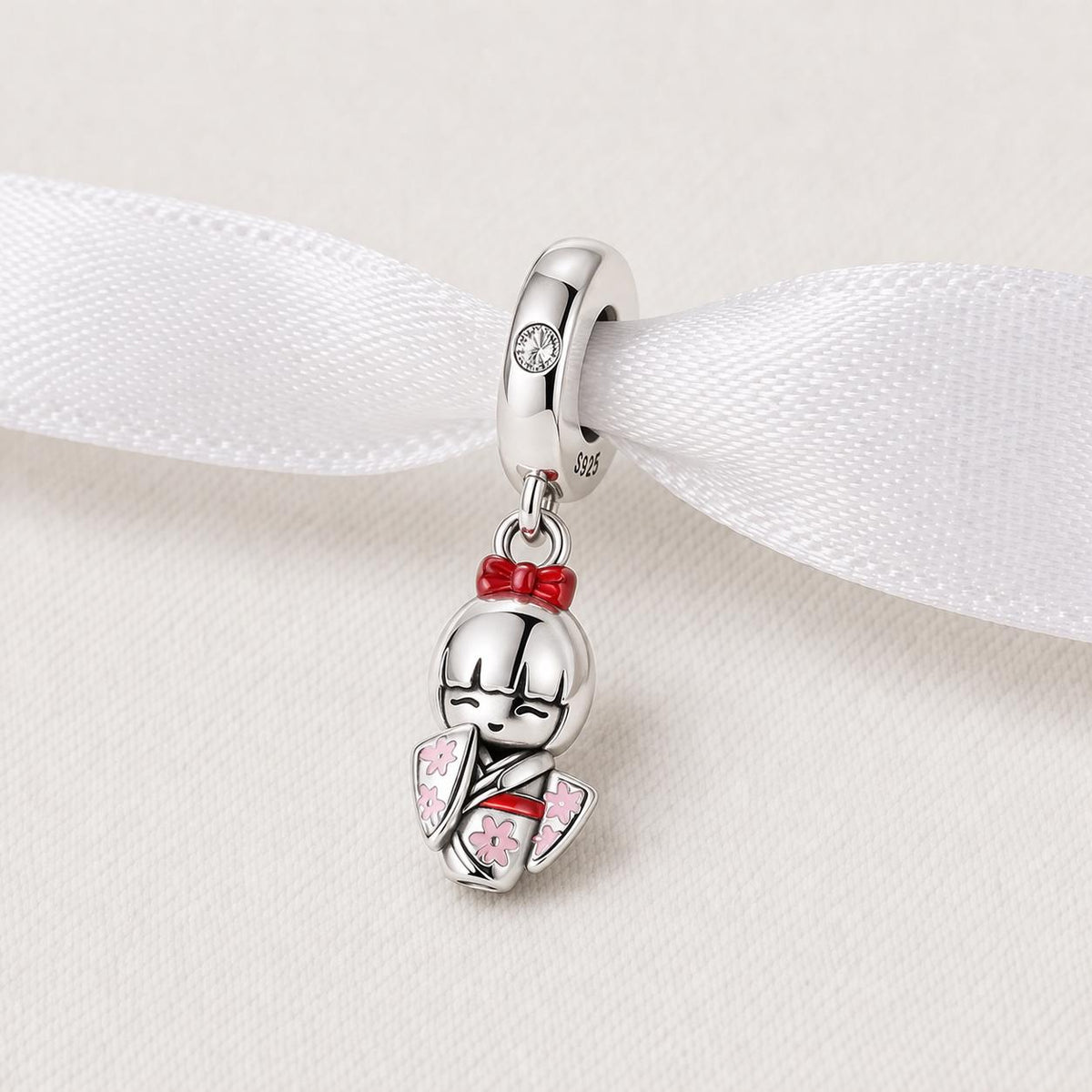 Japanese Doll sterling silver charm alternate view