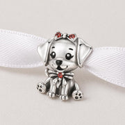 Dog Puppy Bead Fits Pandora Charm Bracelet, 925 Silver Pet Lover Gift, Animal Jewelry