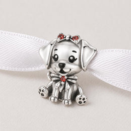 Dog Puppy Bead Fits Pandora Charm Bracelet, 925 Silver Pet Lover Gift, Animal Jewelry