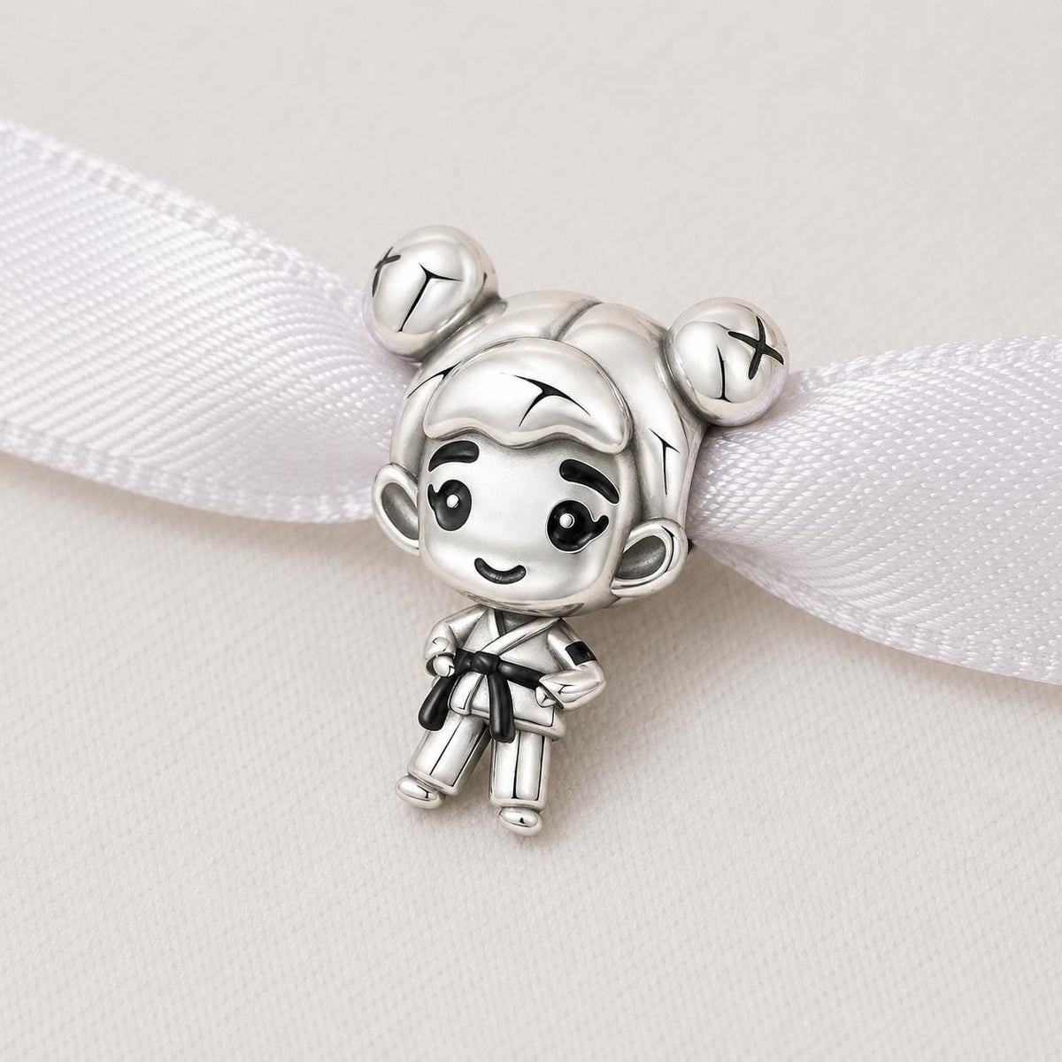 Karate Girl sterling silver charm alternate view