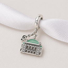 Austria Bead Fits Pandora Charm Bracelet, Silver Dangle Vienna State Opera, Music Travel Gift