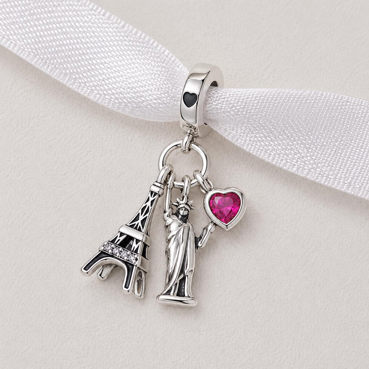Paris New York sterling silver charm alternate view