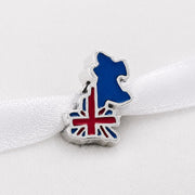 UK Bead Fits Pandora Charm Bracelet, United Kingdom Map Flag Union Jack, British Gift