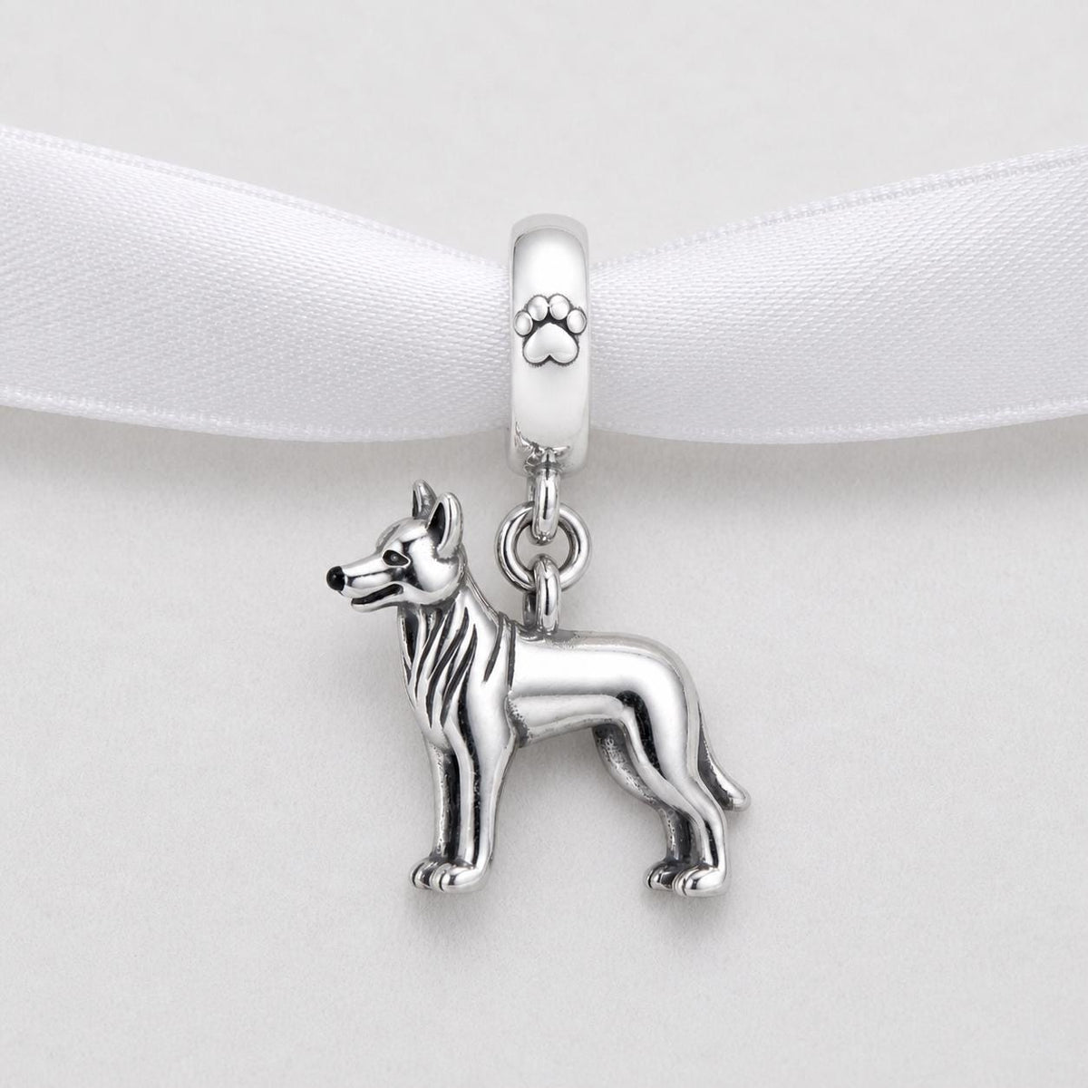 German Shepherd sterling silver charm alternate view