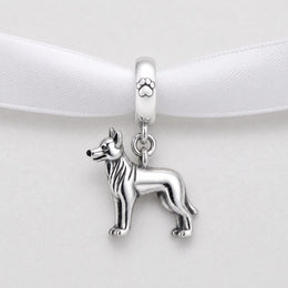 German Shepherd Bead Fits Pandora Charm Bracelet, Silver Dog Animal Puppy Pet Owner Gift