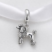 Silver Poodle Bead Fits Pandora Charm Bracelet, Detailed Dog Animal Puppy Pet Jewelry Gift
