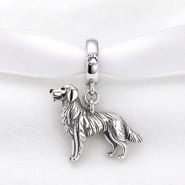 Golden Retriever Bead Fits Pandora Charm Bracelet, Silver Dog Puppy Animal Pet Jewelry Gift