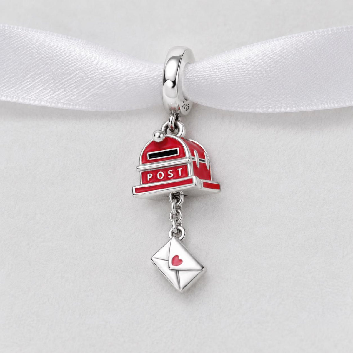Red Postbox sterling silver charm alternate view