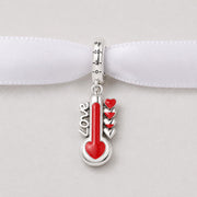 Love Passion Scale Bead Fits Pandora Charm Bracelet, Silver Red Enamel Heart Romance Gift