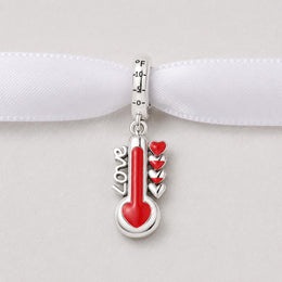 Love Passion Scale Bead Fits Pandora Charm Bracelet, Silver Red Enamel Heart Romance Gift