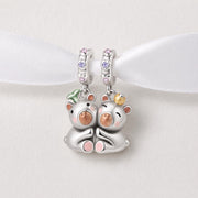 Capybara Couple Beads Fits Pandora Charm Bracelet, Magnetic Split Kissing Dangle, BFF Love Gift