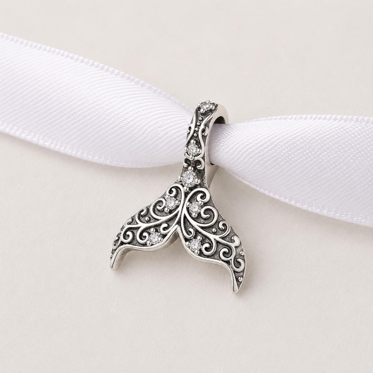 Whale Tail sterling silver charm alternate view