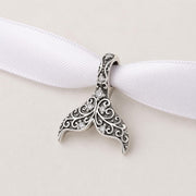 Whale Tail Bead Fits Pandora Charm Bracelet, Silver Filigree Mermaid Ocean Dangle Jewelry Gift