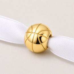 Basketball Bead Fits Pandora Charm Bracelet, Gold Sport Athlete Player Fan Game Team Gift