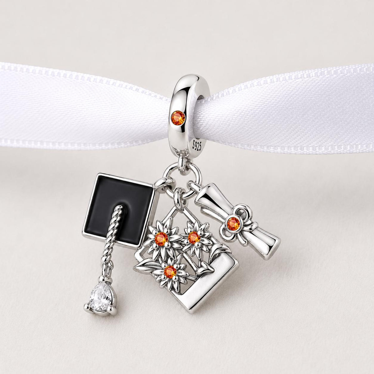 Graduation Triple sterling silver charm alternate view