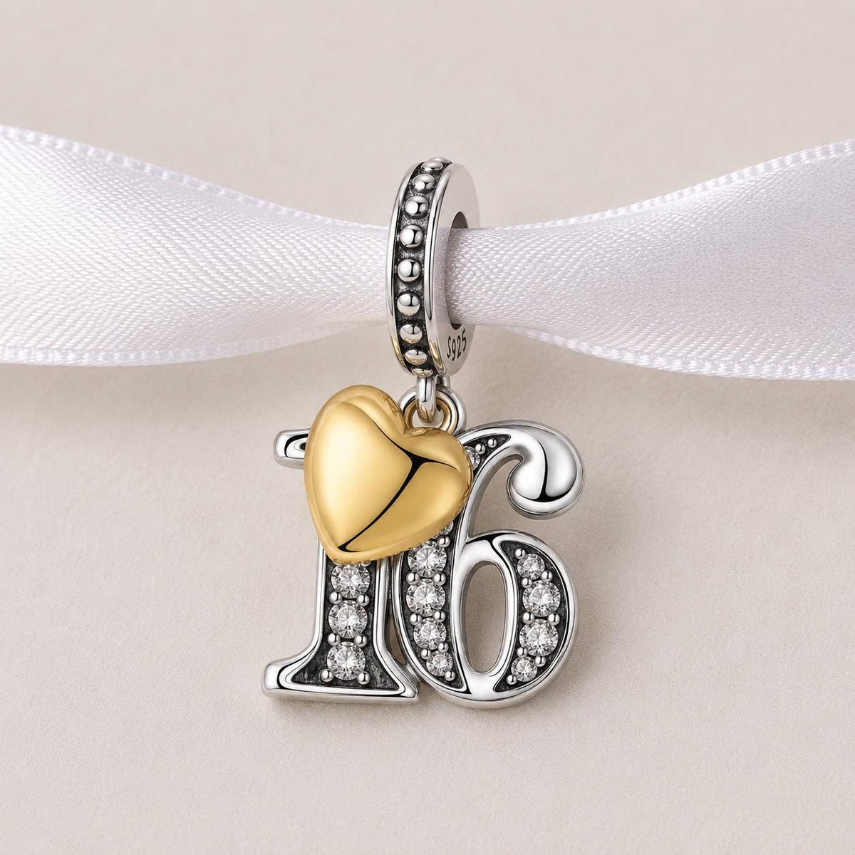 Sweet 16 sterling silver charm alternate view