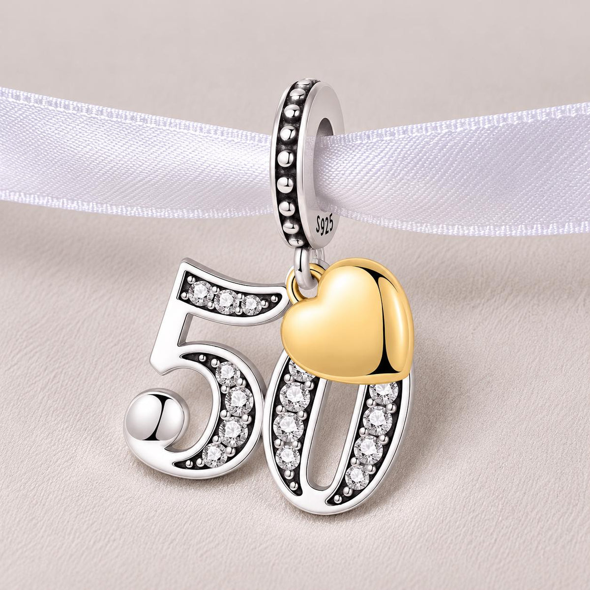 50th Anniversary sterling silver charm alternate view