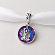Yoga Chakra Bead Fits Pandora Charm Bracelet, Silver Zen Lotus Pose Crystal Spiritual Gift