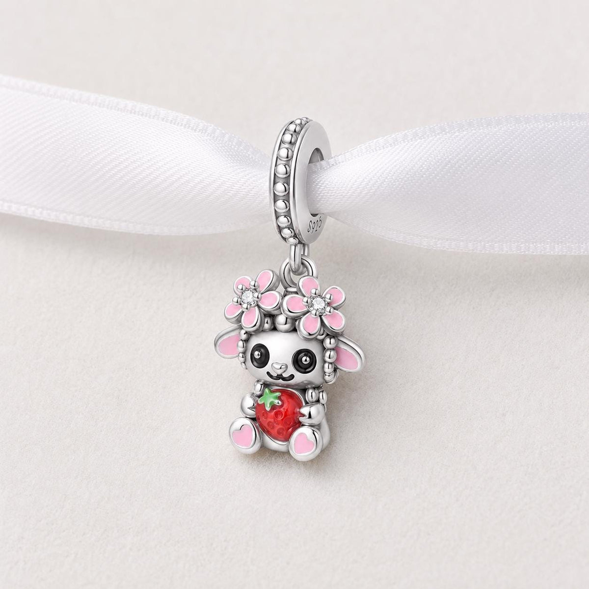 Strawberry Sheep sterling silver charm alternate view