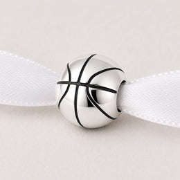 Basketball Bead Fits Pandora Charm Bracelet, Silver Sport Athlete Player Game Fan Team Gift