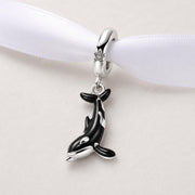 Orca Dangle Fits Pandora Charm Bracelet, Black Killer Whale Silver Bead, Starfish Ocean Gift