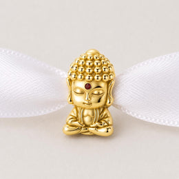 Gold Meditating Buddha Bead Fits Pandora Charm Bracelet, Silver Spiritual Zen Yoga Jewelry Gift