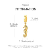 Seahorse Bead Fits Pandora Charm Bracelet, Gold Gilded Ocean Animal Dangle Summer Jewelry Gift