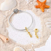 Seahorse Bead Fits Pandora Charm Bracelet, Gold Gilded Ocean Animal Dangle Summer Jewelry Gift