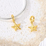 Golden Starfish Bead Fits Pandora Charm Bracelet, Gilded Ocean Marine Summer Animal Travel Gift