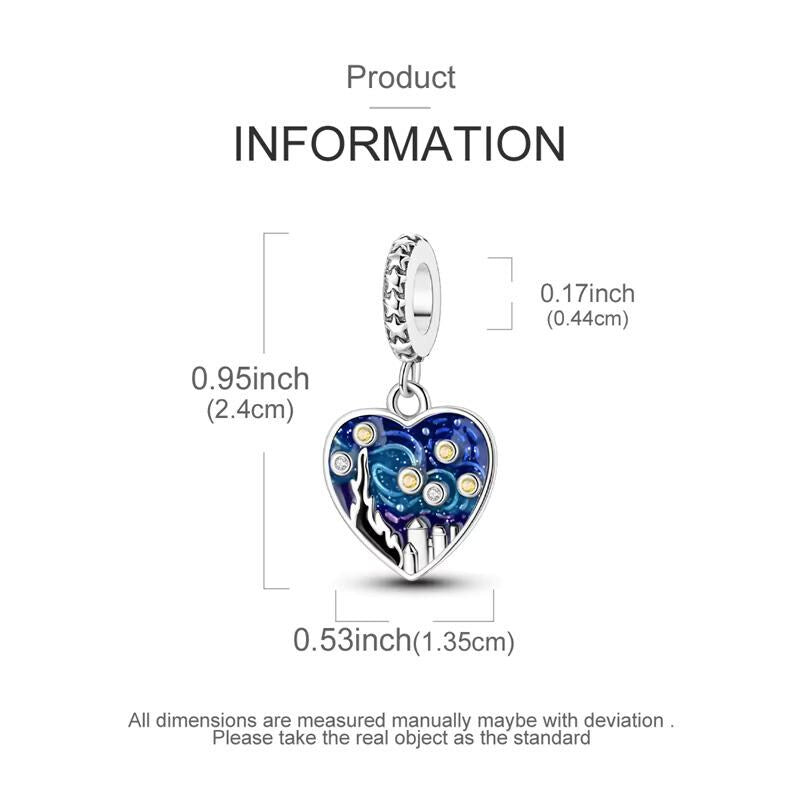 Starry Night Heart sterling silver charm view 5