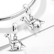 Dinosaur Dangle Fits Pandora Charm Bracelet, Sterling Silver Brontosaurus Animal Jurassic Jewelry Gift Token