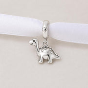 Dinosaur Dangle Fits Pandora Charm Bracelet, Sterling Silver Brontosaurus Animal Jurassic Jewelry Gift Token