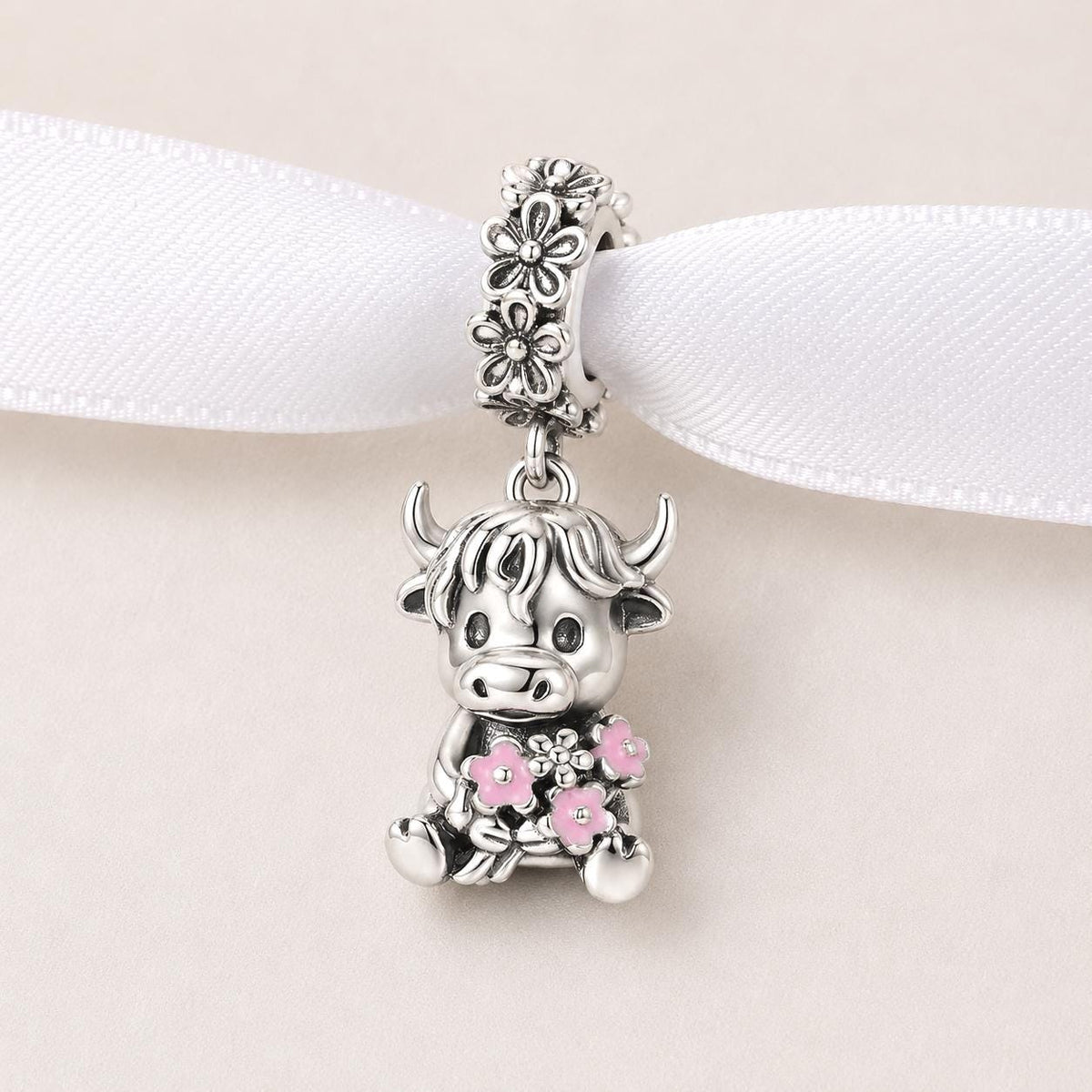 Scotland Cow sterling silver charm alternate view