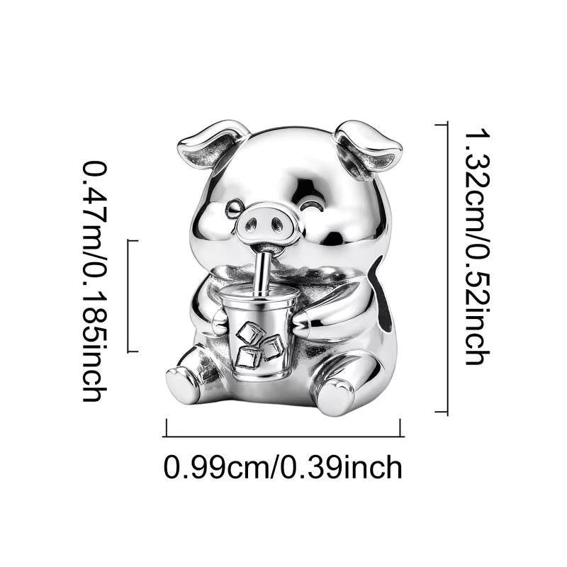 Pig sterling silver charm view 5