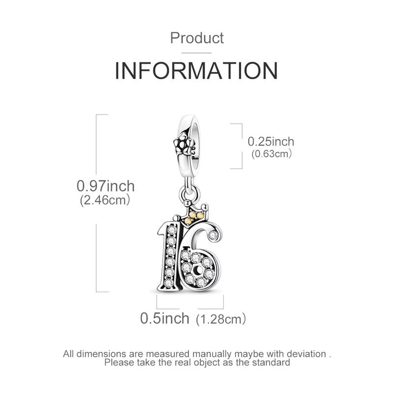 Sweet 16 sterling silver charm view 5