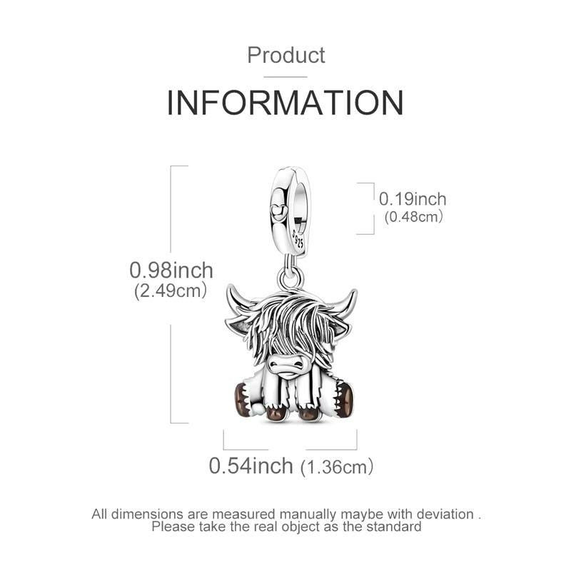 Highland Cow sterling silver charm view 5