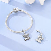 Highland Cow Dangle Fits Pandora Charm Bracelet, Silver Scottish Animal Shaggy Hairy Bead Souvenir