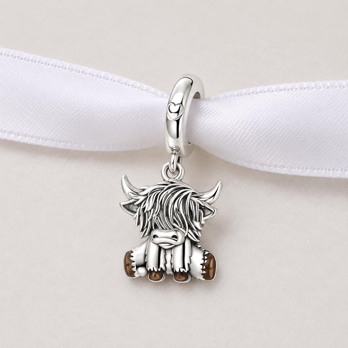 Highland Cow sterling silver charm alternate view