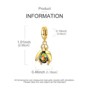Beetle Bead Fits Pandora Charm Bracelet, Gold Gilded Rainbow Crystal Bug Dangle Nature Jewelry