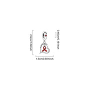 Enduring Hope Heart Bead Fits Pandora Charm Bracelet, Silver Red Ribbon Awareness Support Gift