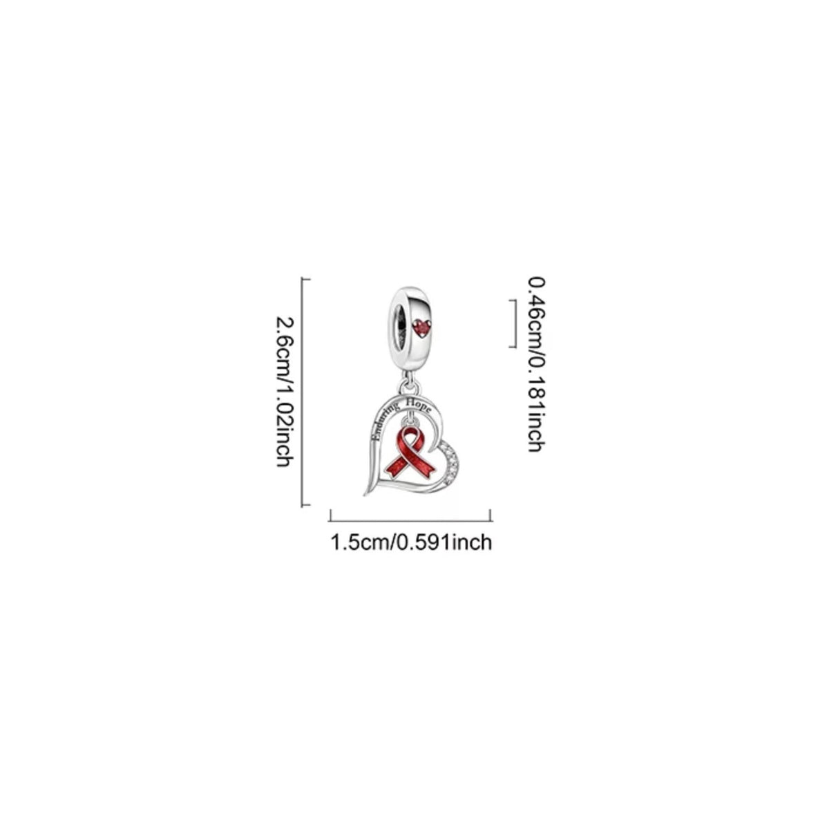 Enduring Hope Heart sterling silver charm view 6