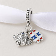 Thailand Dangle Fits Pandora Charm Bracelet, Silver Elephant God Ganesha Bead, Travel Jewelry Gift